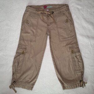 Vintage 90s Y2K ABERCROMBIE Low Rise Khaki Paratrooper Cargo Capri Pants Size 2